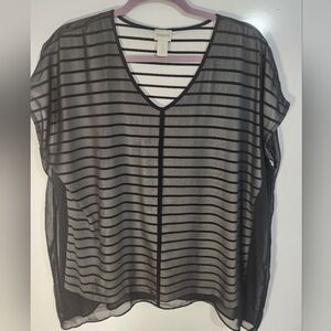 Chico's White and Black Dolman Sleeve Blouse Size  Chicos 2